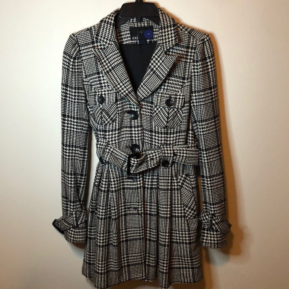 Houndstooth Print Peacoat
